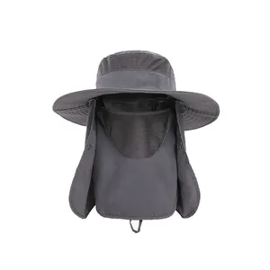 ขายส่งที่กําหนดเองกลางแจ้ง Muti-ฟังก์ชั่นแห้งเร็วกันน้ํา UPF 50 + ป้องกันแสงแดดฤดูร้อนระบายความร้อนหมวกถังพร้อมผ้าม่าน