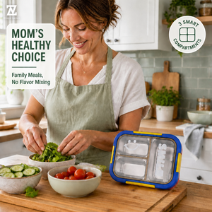 Boîte à lunch en acier inoxydable Zhenneng 1000 ml, 3 compartiments, compatible <span class=keywords><strong>micro</strong></span>-<span class=keywords><strong>ondes</strong></span>, boîte à lunch portable pour enfants avec couvercle - Product Image 2