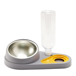 Stainless Steel Cat <b>Water</b> And Food <b>Dispenser</b> Oval Multifunction Pet Bowl For Cats - Product Image 5