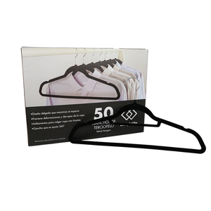 Cintres en velours noir sur mesure Owentek avec barre, fins, peu encombrants, floqués, antidérapants, pour manteaux, vente en gros - Product Image 5