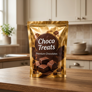 Custom Chocolate Ziplock Doypack <b>Pouch</b> Printed Food Packaging Bag for Confectionery Bakery - Product Image 3