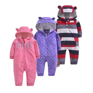 Áo Khoác Nỉ Có Mũ Cho Bé, Bộ Đồ Ngủ Hai Dây Kéo Cho Trẻ Sơ Sinh Kẻ Sọc Ấm Áp Mùa Đông Dày Dặn - Product Image 5