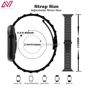 NEXVOGUE <span class=keywords><strong>Bracelet</strong></span> de montre de luxe en cuir noir et acier inoxydable à faible MOQ pour <span class=keywords><strong>Apple</strong></span> <span class=keywords><strong>Watch</strong></span> Series 4/5/6/7/8/9/10/SE/Ultra 2 - Product Image 4