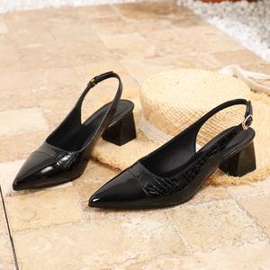 Sandalias de Tacón Alto Xuanhui, Estilo Moderno, Punta en Pico, Tira Ancha, Casuales y Cómodas para Mujeres y Damas - Product Image 4