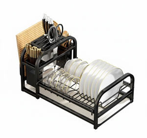 Сушилка для посуды из нержавеющей стали и подставка для ножей и палочек для еды – водонепроницаемая, крепление к раковине, антикоррозийная, без сверления - Product Image 1