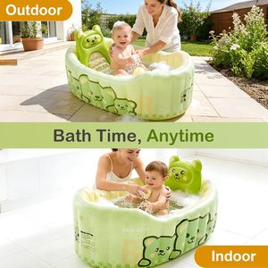 Baignoire gonflable pour bébé en forme d'ours mignon, piscine pliable pour nouveau-né avec support, baignoire pour tout-petits de 0 à 6 ans - Product Image 6