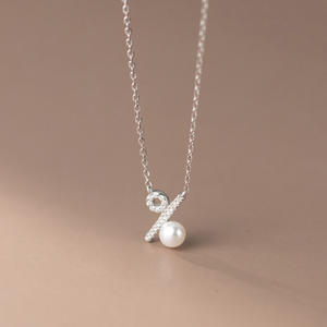 S925 Pure <b>Silver</b> Autumn <b>Pearl</b> <b>Necklace</b> for Women Retro Style Light Luxury Temperament D9993 - Product Image 3