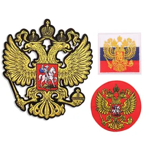 Grosir rusia hat kartun-Grosir Tambalan Pola Emblem Rusia Emas untuk 3 Buah Set Pakaian Bordir Kualitas Tinggi Disetrika Di Patch