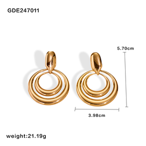 女士2024几何厚实结声明耳环女扭垂坠时尚耳钉时尚饰品礼品 - Product Image 3
