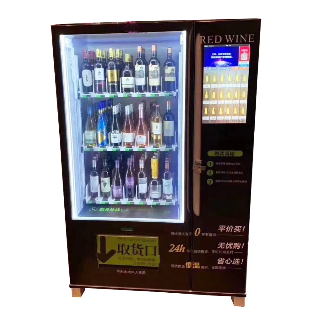 Mesin Penjual Botol Anggur Bir, Mesin Penjual Otomatis Layar LCD Iklan 22"