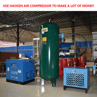 Compresseur d'air à vis industriel portable monophasé 220V 7,5kW avec sécheur d'air et réservoir de 1000L