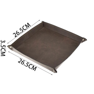 Leather Storage Tray Square <b>Foldable</b> <b>Desk</b> Organizer For Neatening And Storage Minimalist Design Single Compartment - Product Image 5