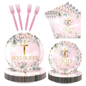 <span class=keywords><strong>Vaisselle</strong></span> <span class=keywords><strong>jetable</strong></span> en papier rose moderne, très vendue, accessoire pour baptême, communion, fête, anniversaire d'enfants, demoiselles d'honneur - Product Image 6