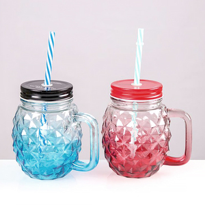 Bình Uống Nước Thủy Tinh Nhiều Màu Hình Quả Dứa 500Ml Thiết Kế Mới Có Tay Cầm Nắp Ống Hút - Product Image 5