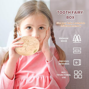 Kotak Peri Gigi, dudukan gigi kayu dapat menyimpan 20 gigi bayi hilang, kabel umbilikal rambut janin dan Rekam informasi bayi bayi - Product Image 2