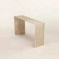 Wabi-sabi Table console rectangulaire de luxe en travertin beige Table d'entrée moderne simple pour meubles de maison et bureau à domicile