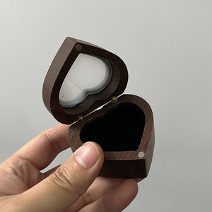 Scatola Porta Anelli in Legno a Forma di <span class=keywords><strong>Cuore</strong></span> con Coperchio Trasparente, Porta Anelli in Legno per Proposta di Matrimonio - Product Image 3