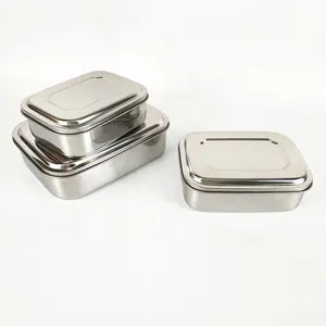 Boîte à bento en acier inoxydable, boîtier à lunch avec 3 compartiments, récipient alimentaire en métal, compartiment pour aliments, vente en gros, ml