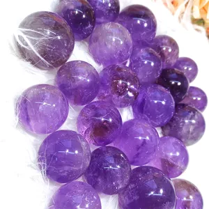 Wholesale Natural Crystal Healing Stones Amethyst Sphere With Rainbow For Decoration