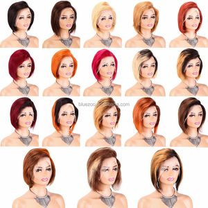 Peruvian Human Hair Non Lace <b>Short</b> <b>Wig</b> Black Brown Blonde Natural Color Daily Wear <b>Wig</b> for Women - Product Image 6