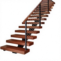 Integrierte Duplex-Loft-Treppe im Europäischen Stil mit Geraden Balken aus Stahl und Holz, Maßgefertigte Schwerlast-Innentreppe