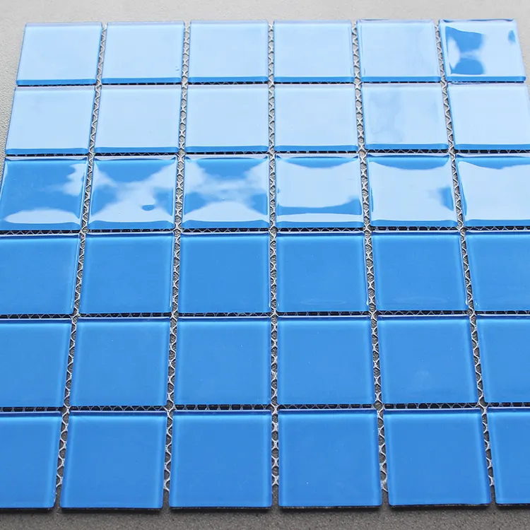 Mosaïque en verre bleu 300x300, prix d'usine, mosaïque de ligne d'eau, prix bleu, carrelage, sol, piscines extérieures