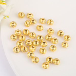 Perles d'espacement rondes couleur or sable antique, accessoires de fabrication de bijoux DIY, pour bracelets et colliers, perles en vrac, vente en gros - Product Image 3