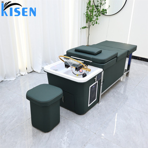 Table de lavage de cheveux Kisen pour salon de coiffure, mobilier personnalisé, système de stockage d'eau, <span class=keywords><strong>bac</strong></span> de lavage de tête, table de lavage de cheveux, tension mondiale - Product Image 4