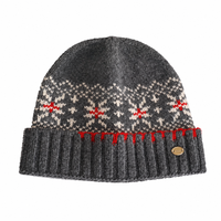 Bonnet en tricot à motif rétro Fair Isle, bord côtelé contrastant, en laine chaude pour l'hiver, idéal pour les voyages et les séances photo hivernales