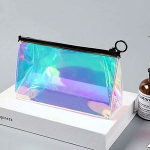 Luxury Elegant Holographic PVC Ziplock <b>Bag</b> with Metal Zipper for Clothing <b>Makeup</b> Gemstone Jewelry and Necklaces Storage Aseptic - Product Image 1