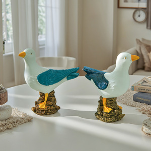 Figurines décoratives en résine de mouette, statues d'oiseaux pour la décoration de la maison, modèle artisanal artistique, ornements de style méditerranéen, animaux - Product Image 1