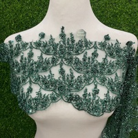 Dentelle brodée perlée en maille de 21 cm en stock pour vêtements ethniques et Hanfu, bandes DIY