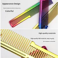 Peigne à cheveux en plastique ionique professionnel pour salon de coiffure avec finition arc-en-ciel électrolytique pour la coiffure transfrontalière pour hommes
