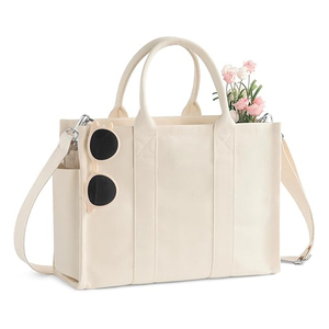 Factory Wholesale Multifunctional Grocery Shopping Beach Outdoor Canvas <b>Tote</b> <b>White</b> Crossbody <b>Bag</b> for Ladies Women - Product Image 1