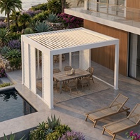 Système de pergola bioclimatique à toit automatique Greenawn avec écran d'intimité et capteur de pluie