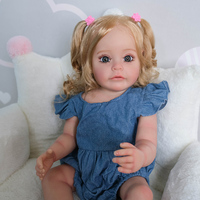 Poupées Reborn en vinyle de 22 pouces (55 cm) avec cheveux bouclés mi-longs, faites à la main, jouet DIY pour filles et garçons LOL