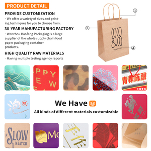 Tùy chỉnh in ấn Brown <span class=keywords><strong>Craft</strong></span> kraft giấy Quà Tặng thực phẩm Takeaway túi giấy với logo riêng của bạn sac En papier Kraft - Product Image 5