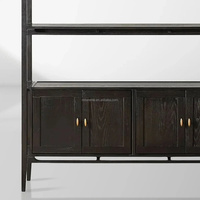 Étagère Monumentale en Chêne Noir Anthracite, Meuble de Rangement Ouvert de Style Mid-Century avec Rangement pour Villa de Luxe, Unité d'Étagère pour Salon