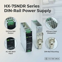 HX-75NDR-24 Alimentation électrique à découpage sur rail DIN 75W CC 220V vers 24V Transformateur régulé pour applications industrielles 12V/24V/48V