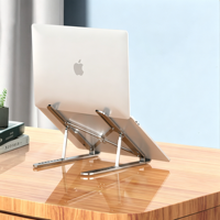 Support pour ordinateur portable et tablette (compatible iPad), réglable en hauteur, pliable, en alliage d'aluminium, support de bureau