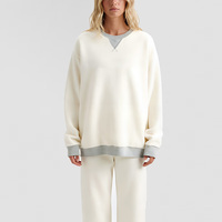 Ensemble de survêtement décontracté pour femme, color block, écoresponsable, grandes tailles, avec pantalon de survêtement et sweat-shirt épais personnalisé coupe oversize