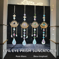 Attrape-soleil en verre Art Déco, créateur d'arc-en-ciel, protection contre le mauvais œil, porte-bonheur, carillon éolien, décoration suspendue pour fenêtres, anniversaire
