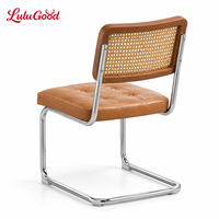 Chaise de salle à manger en rotin de style chinois avec pieds en métal et revêtement en lin pour chambre et salon, design moderne, durable