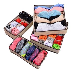 Lot de 4 organiseurs de tiroir pliables en tissu tressé pour sous-vêtements, boîtes de rangement pour soutiens-gorge et chaussettes - Product Image 5