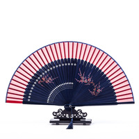 Éventail pliant classique chinois portable pour femme, peint à la main, en bambou, pour la danse du Nouvel An chinois