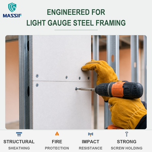 Panel de Yeso Resistente al Fuego, Revestimiento Interior de MGO para Construcción de Estructuras de Acero Ligero - Product Image 6