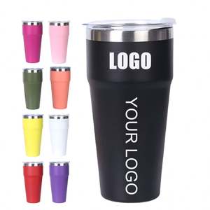 Mug de voyage isotherme à double paroi personnalisé avec logo, 16 oz, tasse thermos à double paroi, gobelet empilable en acier inoxydable de 16 oz avec couvercle - Product Image 1