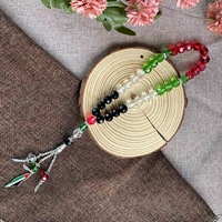 Chapelet de prière islamique en cristal, couleurs du drapeau palestinien, rouge, vert, blanc, noir, bracelet de prière