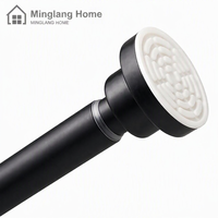 Tringle de Douche Télescopique Noire Sans Perçage, Barre à Tension Ajustable 50-80 cm pour Salle de Bain