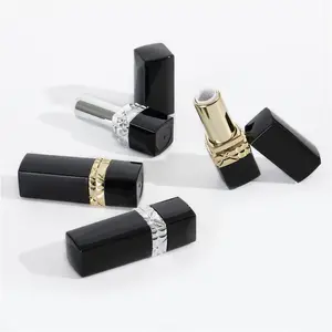 Tabung Lipstik Mini 9Mm Miniatur Persegi, Tabung Balsem Bibir Buatan Rumah DIY, Tabung Lipstik Mini Emas dan Perak